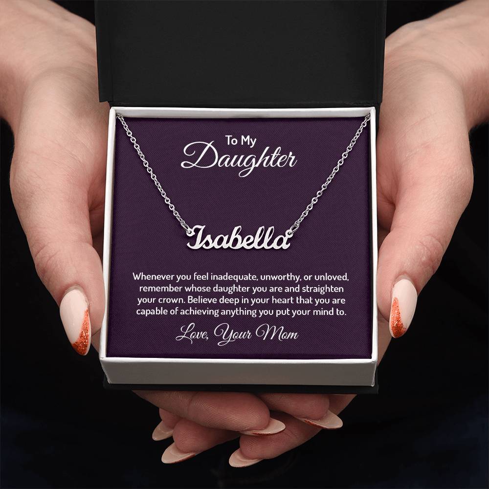 Custom Name Necklace With Message Card From Mom
