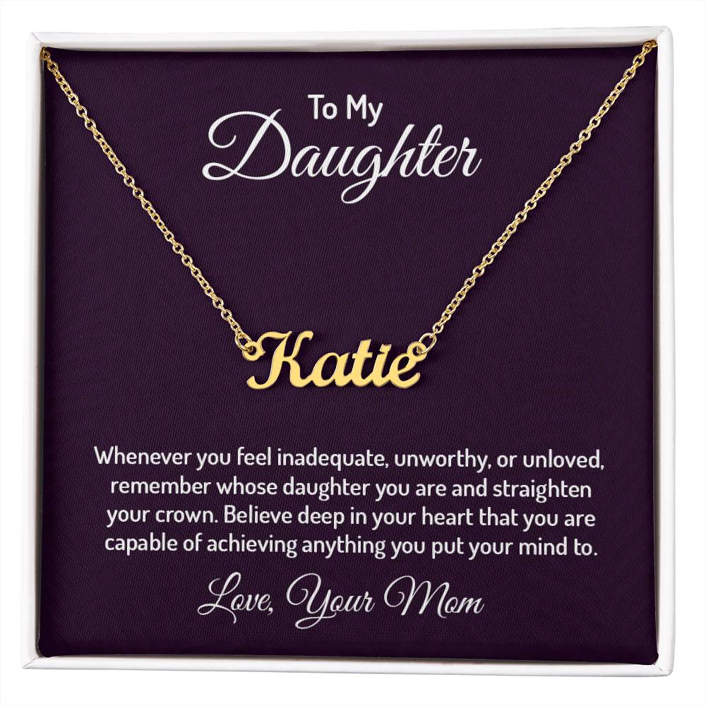 Custom Name Necklace With Message Card From Mom