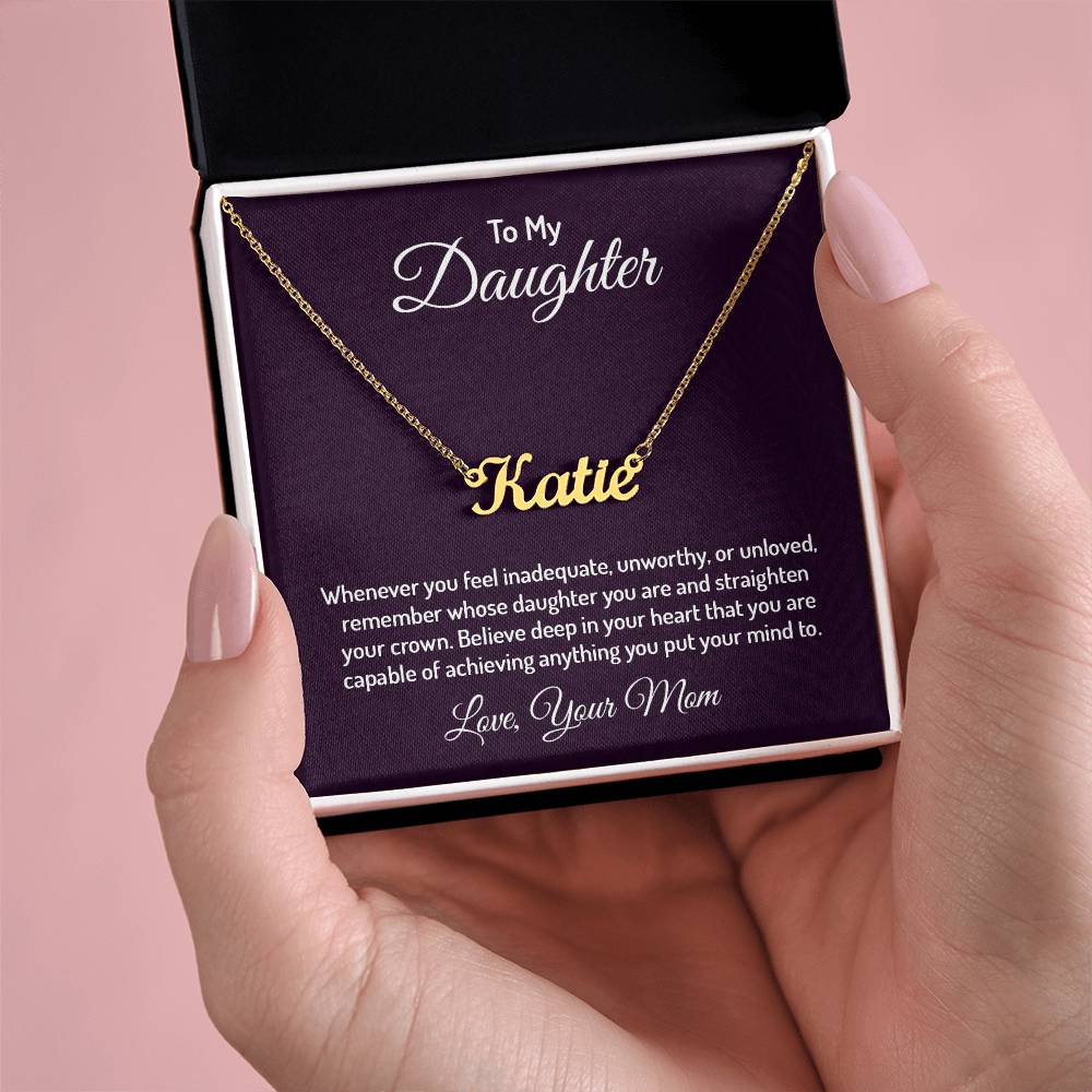 Custom Name Necklace With Message Card From Mom