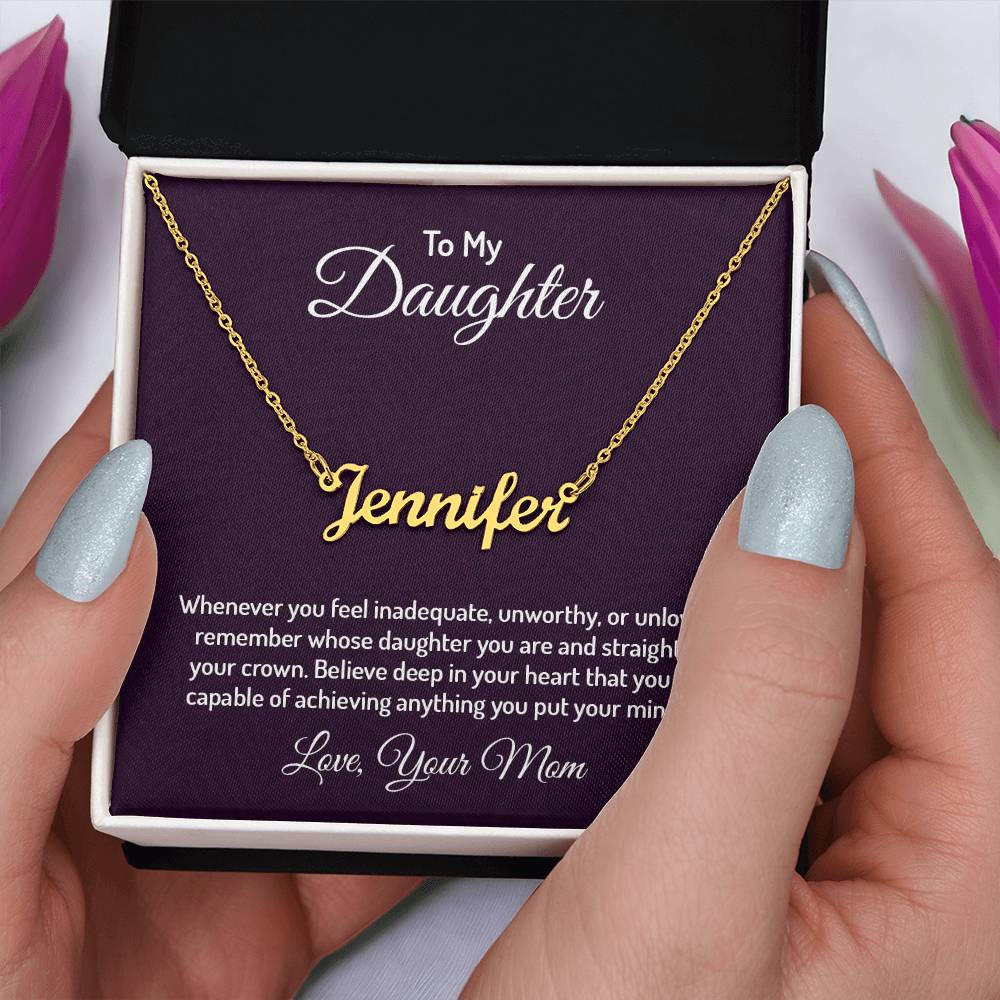 Custom Name Necklace With Message Card From Mom