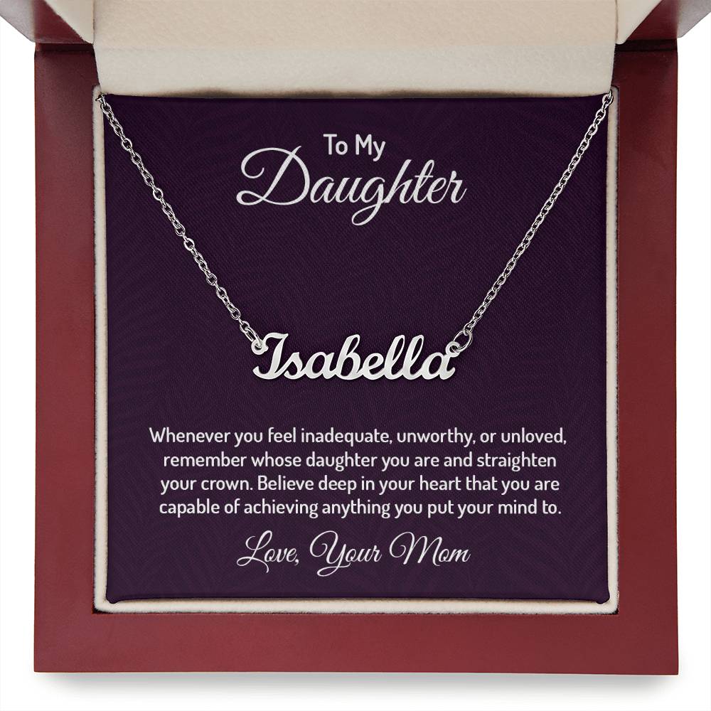 Custom Name Necklace With Message Card From Mom