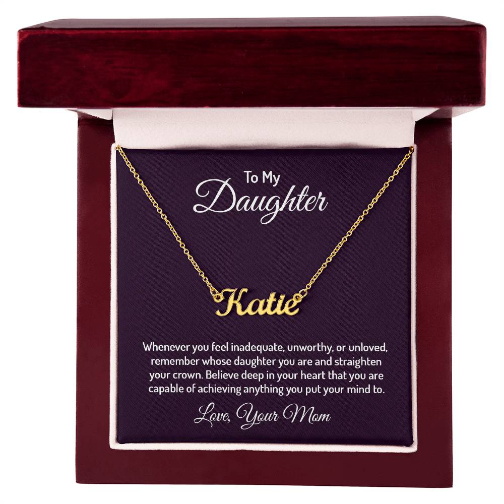 Custom Name Necklace With Message Card From Mom