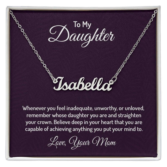 Custom Name Necklace With Message Card From Mom