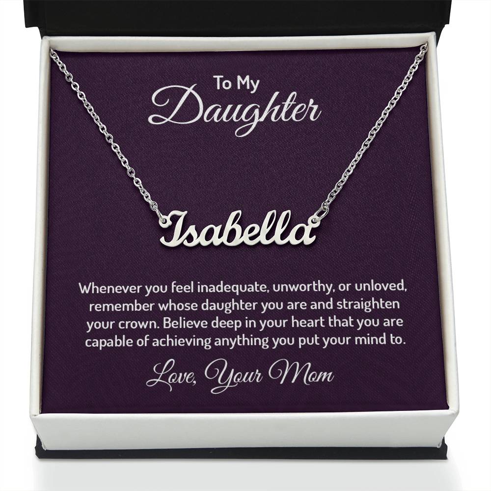 Custom Name Necklace With Message Card From Mom